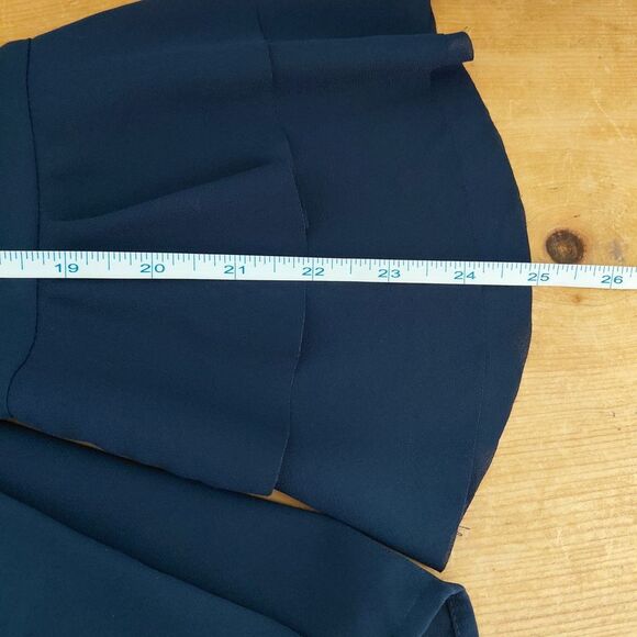 🦋3/$25 Banana Republic Small Navy Blue Long Sleeve Ruffle Sheer Blouse - Picture 6 of 10